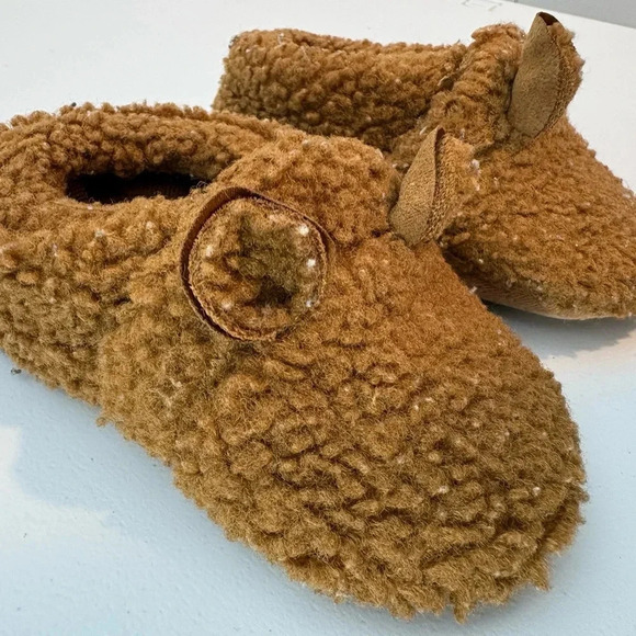 OLD NAVY Brown teddy bear slippers Size-18-24M - Picture 4 of 5